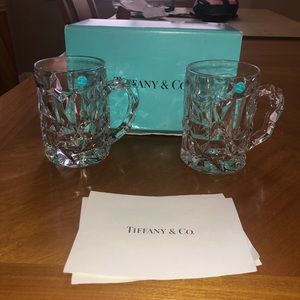 2 Tiffany Co. rock cut crystal beer mugs